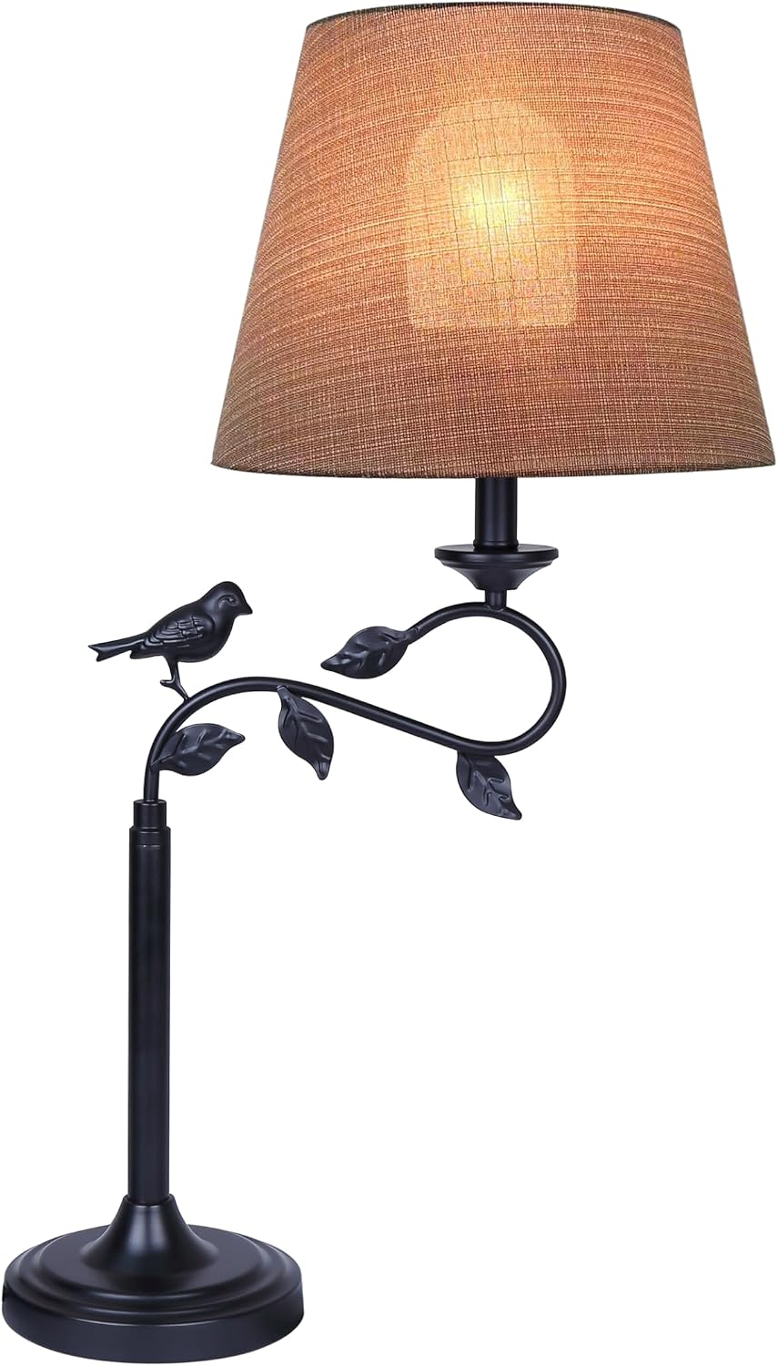 Canarm Havran 1-Light Outdoor Table Lamp, 31-Inch Black with Fabric Shade, On/Off Switch on Socket Weather-Resistant Lamp for Patio or Porch