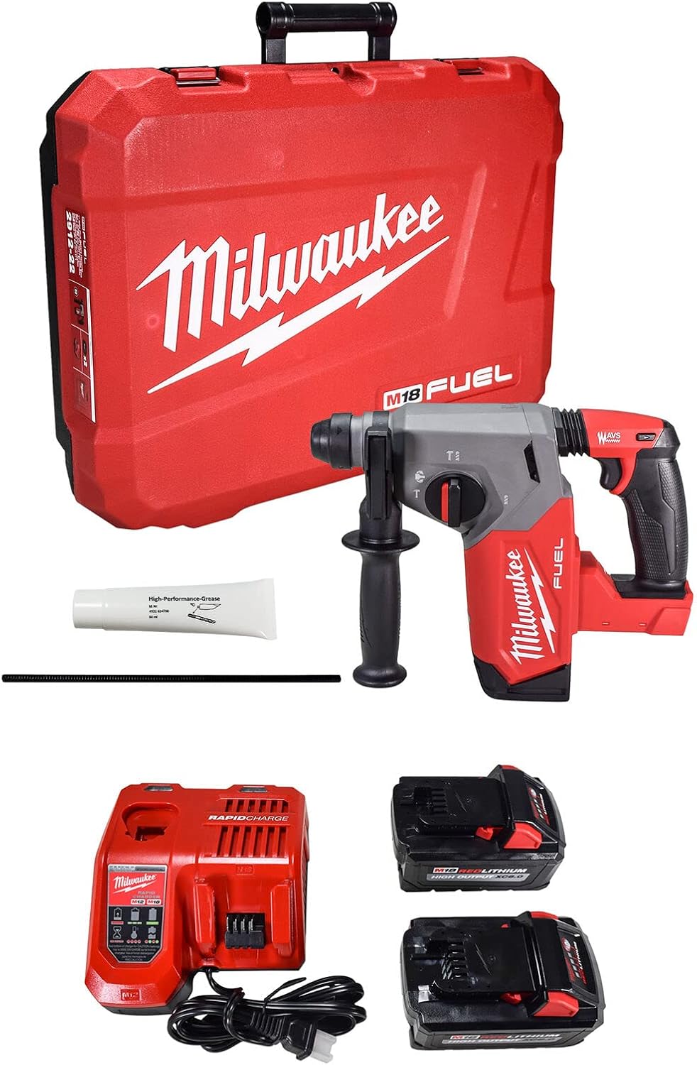 Milwaukee 2912-22 M18 FUEL Brushless Lithium-Ion 1 in. Cordless SDS Plus Rotary Hammer Kit (6 Ah)