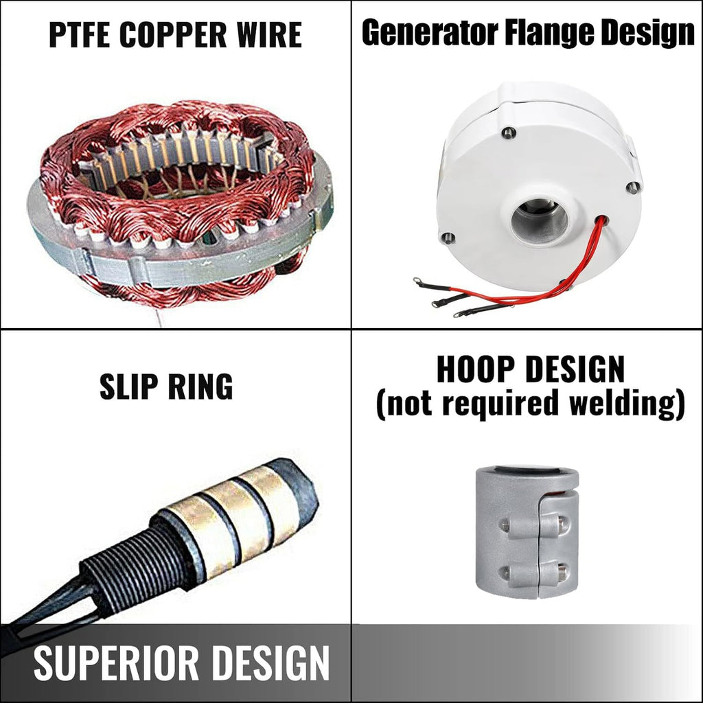 Three-phase Ac Permanent Magnet Synchronous 3000w Wind Turbine Generator windmill turbine 12v 24v 48v with charge controller for Home,Park,RVs,Boats,Farm,12V