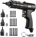 Pneumatic Rivet Nut Gun 8-32,10-24,1/4-20 with Replacement Mandrels, RPM 1500 Industrial Grade Pull Rivnut Gun MODEI:LM08 Button Switch