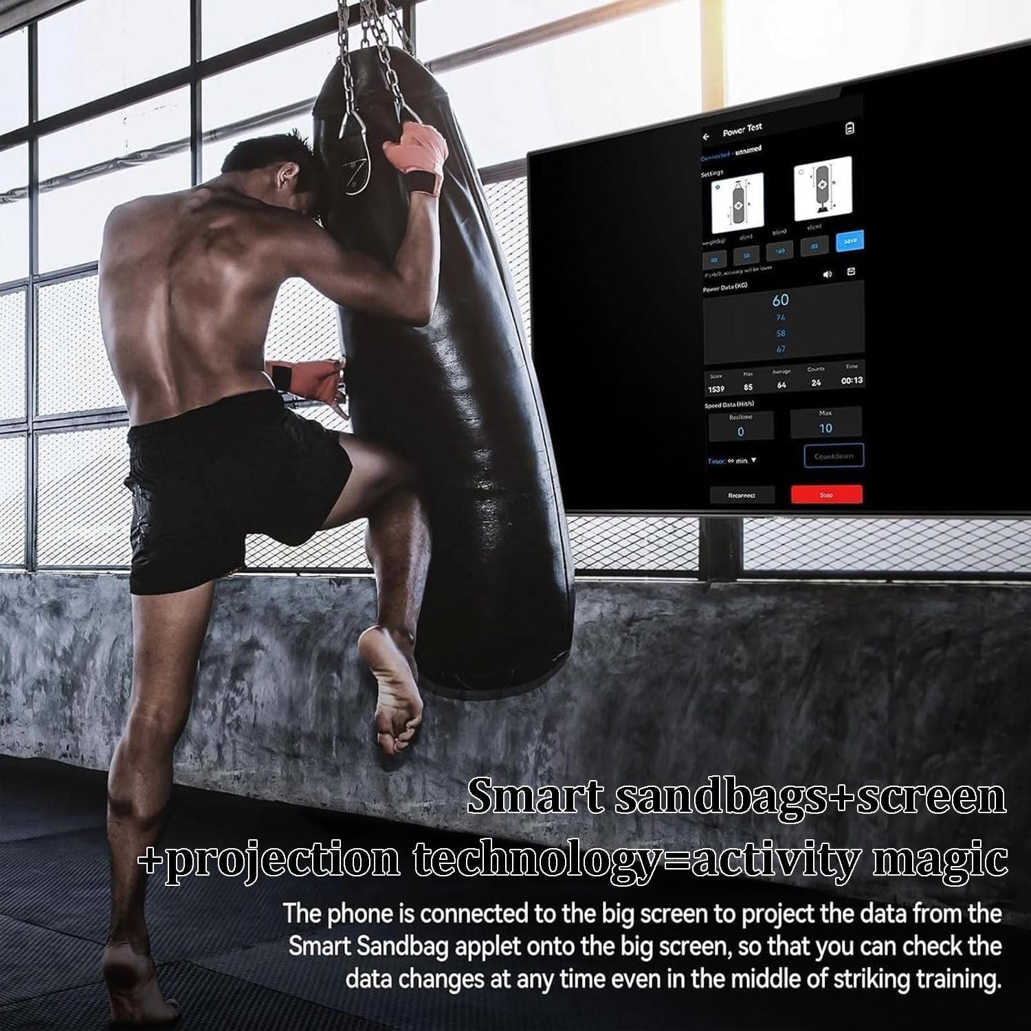 Smart Force Tracker for Punching Bag - Real-Time Data Monitoring, 200H Battery, Voice Feedback, 3 Training Modes， Speed Sensor with App for Boxing, MMA, Kickboxing Training,White