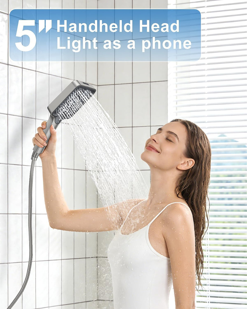 Shower System 13-Inch Rainfall Shower Head - 3 Setting Handheld Sprayer, Complete Bathroom Set with Faucet Mixer Trim Kit & Valve Brushed Nickel