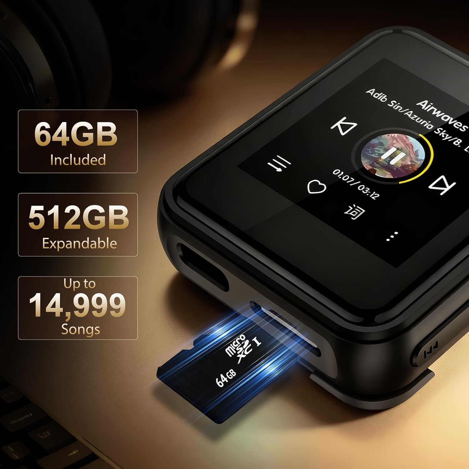 HIFI WALKER H2 Mini MP3 Player with APTX Bluetooth, Hi-Res Audio, Lossless DSD/FLAC, Touch Screen & Wearable Clip, Portable Music Player for Running & Travel, 64GB Memory, Supports up to 512GB