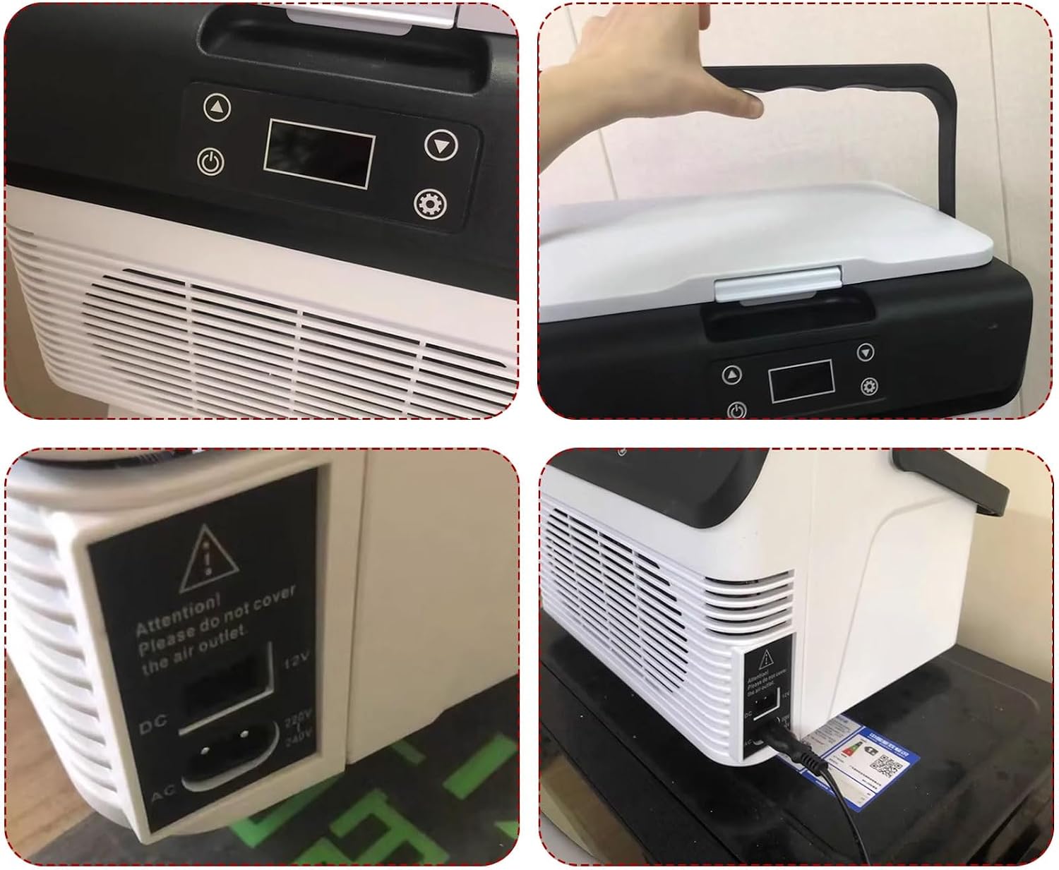 Refrigerador Portatil Car Freezer Cooler Small 15L Dual-Function Hot and Cold Function Removable Divider Design 12V/24V/220V with Handle and Cup Holder
