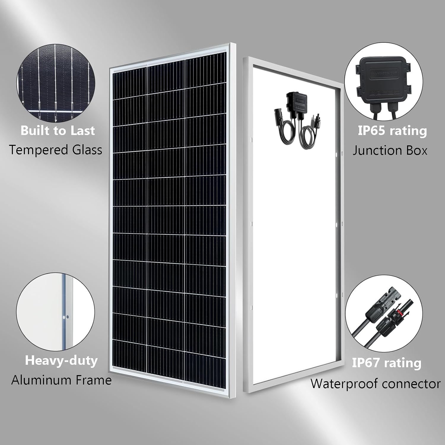 Solar Panel 300 Watt High Efficiency Monocrystalline PV Modules for 12V/24V System RV Marine Van Boat Light and Other Off-Grid Applications