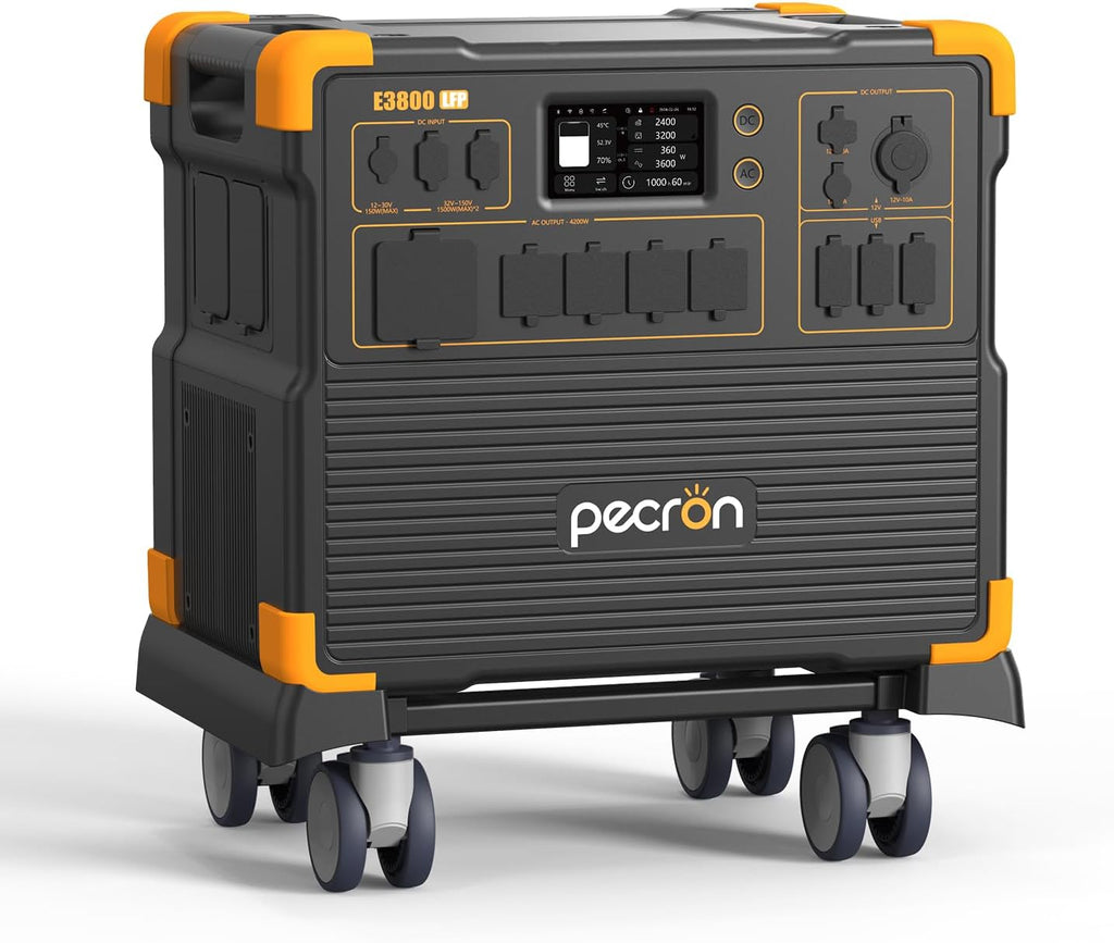 PECRON Portable Power Station E3800 LFP, 3840Wh LiFePO4 Battery Backup, 120/240V 4200W AC Output, Expandable to 53.76kWh Power Station, Solar Generator for Home Use, Emergency, Camping, RV
