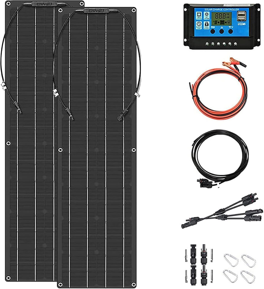Flexible Solar Panel,100W Portable Solar Panel Monocrystalline Solar Panels Kit Photovoltaic Solar Battery Chargers for Car RV Boat Caravans