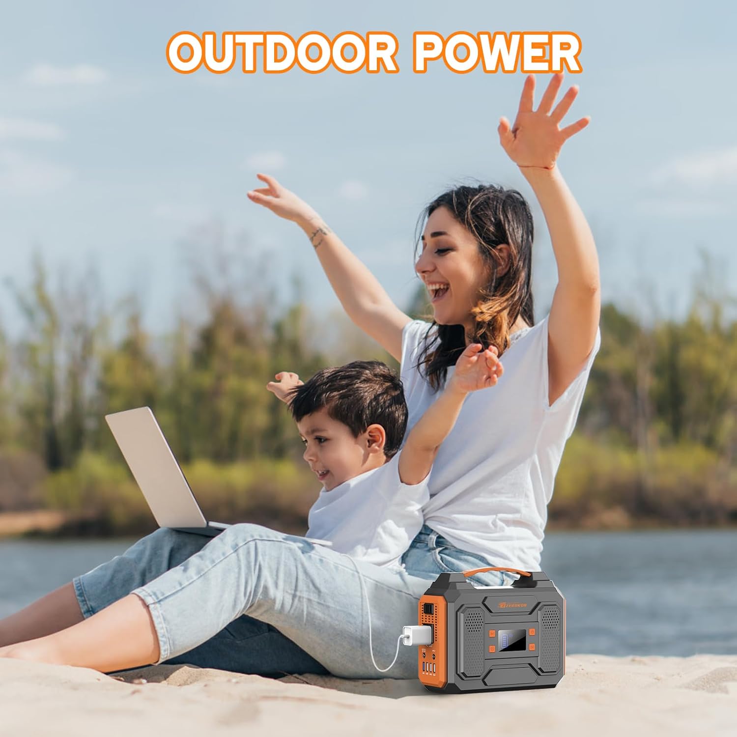 Portable Solar Power Generator with Panel, 300W Power Station with Portable Solar Panel 40W, 110V AC Outlet Camping 100W Solar Power Bank Battery Pack for Laptop Smart Device RV Outdoor Power Outage