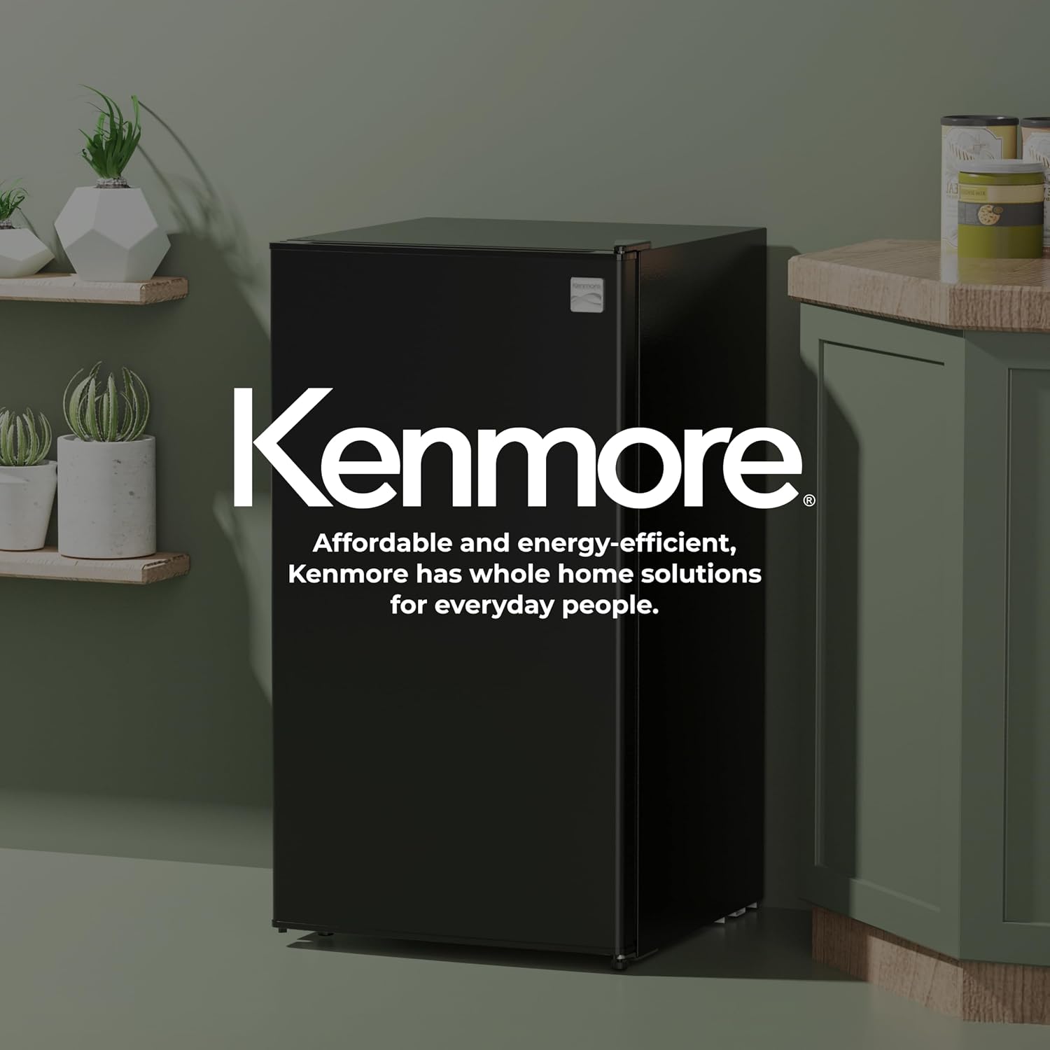 Kenmore 18' Compact Refrigerator with Chiller Compartment - Reversible Door, Adjustable Glass Shelves, ENERGY STAR Certified, 6 Can Rack, Interior Lighting, Freestanding, 3.5 cu. ft. Capacity - Black