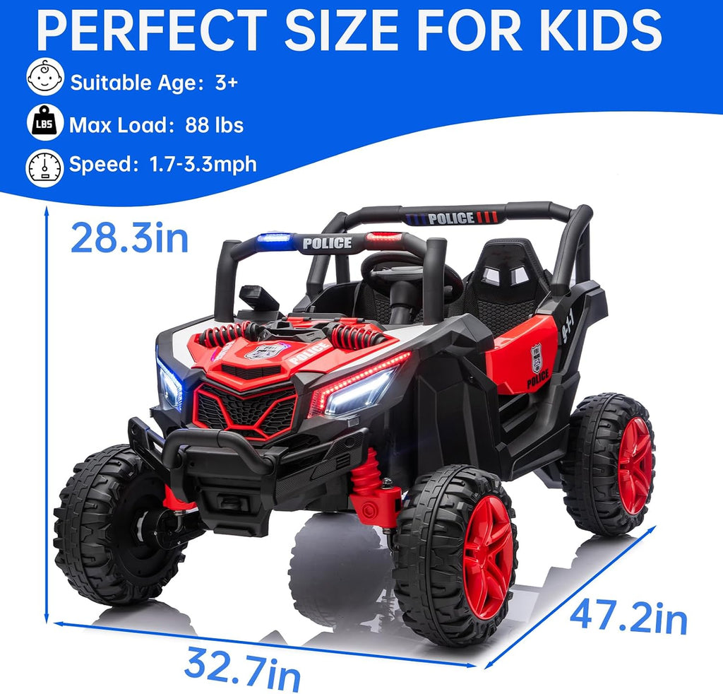 Kid Police 4WD UTV 24V Ride On Toys for Big Kids 2 Seater Ride On Toys Kids | 2 Seater Ride On Car for Kids Side-by-Side UTV Electric Cars for Kids Electric Ride Car Ride On Toys for Kids 4-8