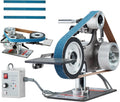 VEVOR Belt Grinder Sander, 30 x 1-Inch Variable Speed Belt Polisher with VFD, 550W Polishing Grinding Machine with 2 Grinding Moulds & 3PCS Sanding Belts for Metalworking, Knife Making
