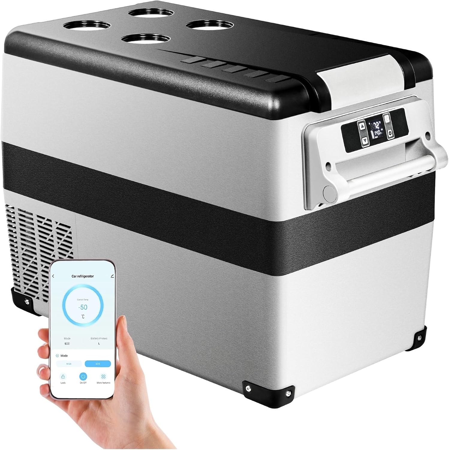 55L Car Refrigerator Electric Cooler -4℉~68℉ Car Fridge With APP Control Portable Freezer DC/AC For Camping Truck(45L)