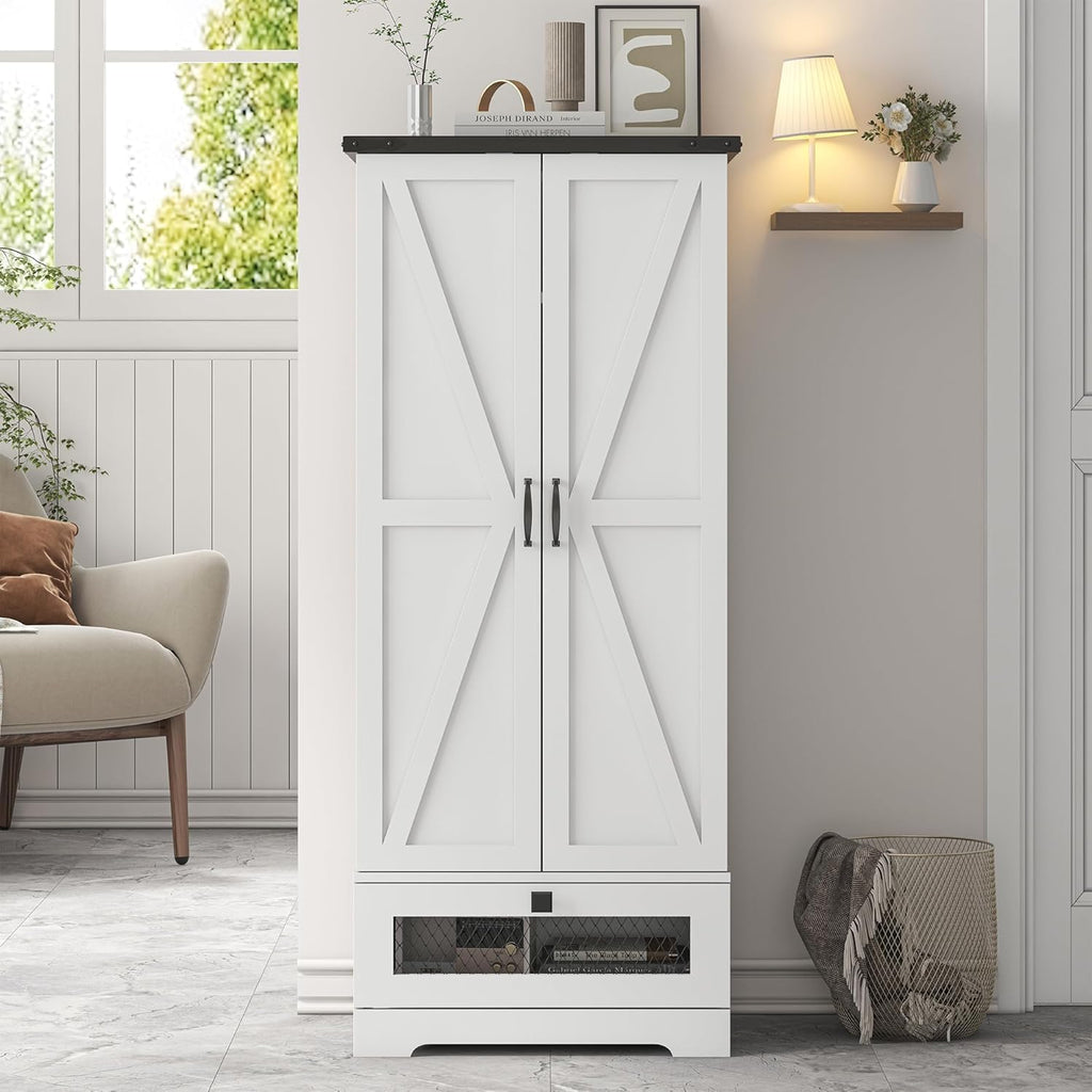 kepptory 55' Pantry Storage Cabinet with Adjustable Shelvesand Drawer, Buffet Cupboard for Kitchen