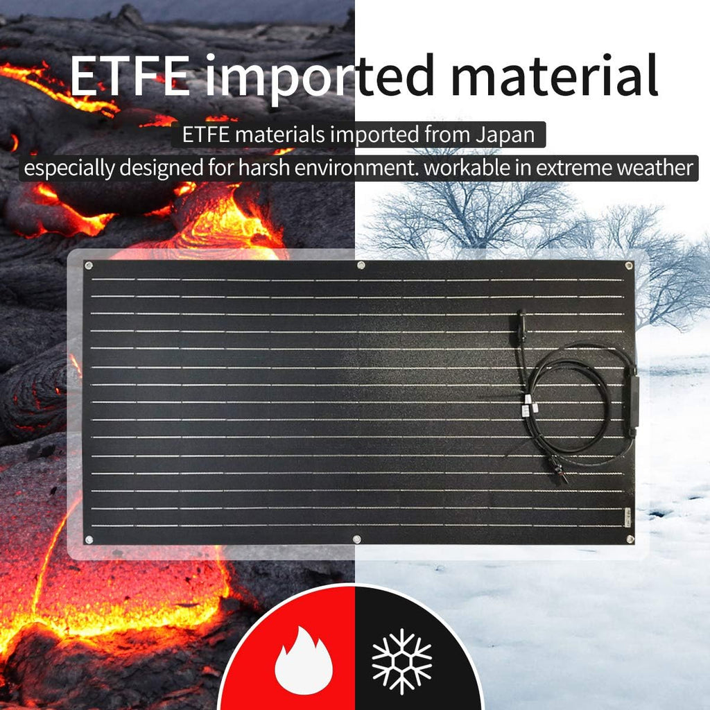6pcs 100W Portable ETFE Flexible Mono Solar Panel for RV Boat Farm + 400W 24V Wind Turbine Generator + Hybrid Controller + Solar Extension Cable + Connector - 1000 Watts Wind Solar Hybrid System