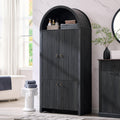 IFBUY 71' Tall Arched Bathroom Storage Cabinet, Modern Fluted Storage Cabinet w/Doors, 3 Adjustable Shelves, 6 Door Shelves, Wood Freestanding Cabinet for Bathroom, Entryway, Hallway, Dark Grey