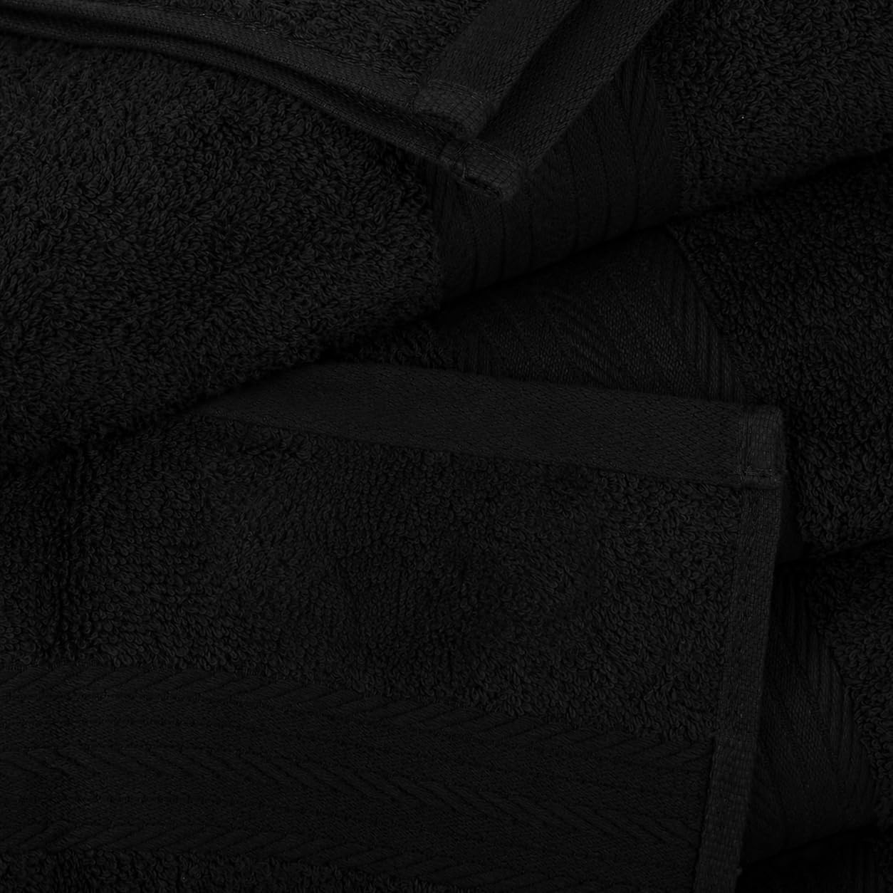 Ample Decor 100% Cotton Hand Towels 18x28 Inches, 600 GSM, Soft & Absorbent, Set of 52, Black