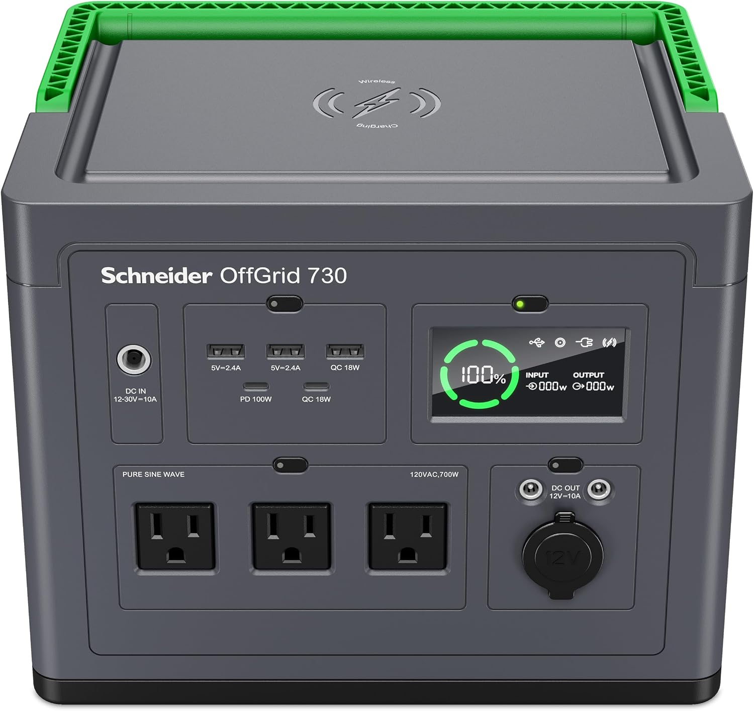 Schneider OffGrid Portable Power Station 700W PPS730 with 100W Portable Solar Panel PSP100 for Outdoor Camping RV Home Backup