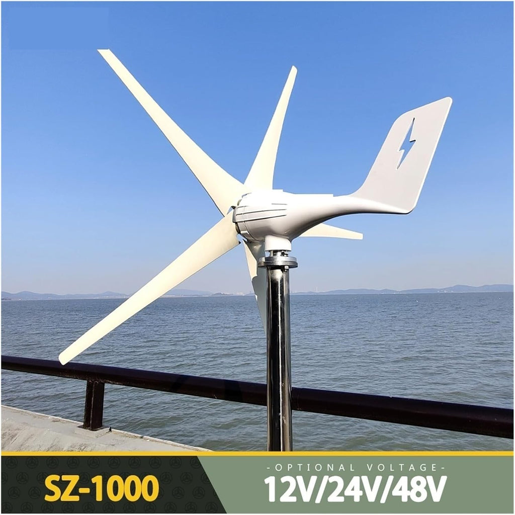Wind Turbine Generator, Wind Mill Turbine Generator Energy Power 800W 1000W 12V 24V 48V Complete Kit Residential With MPPT Charge Controller For Homeuse for Marine, RV, Home(1KW,MPPT CONTROLLER_12V)