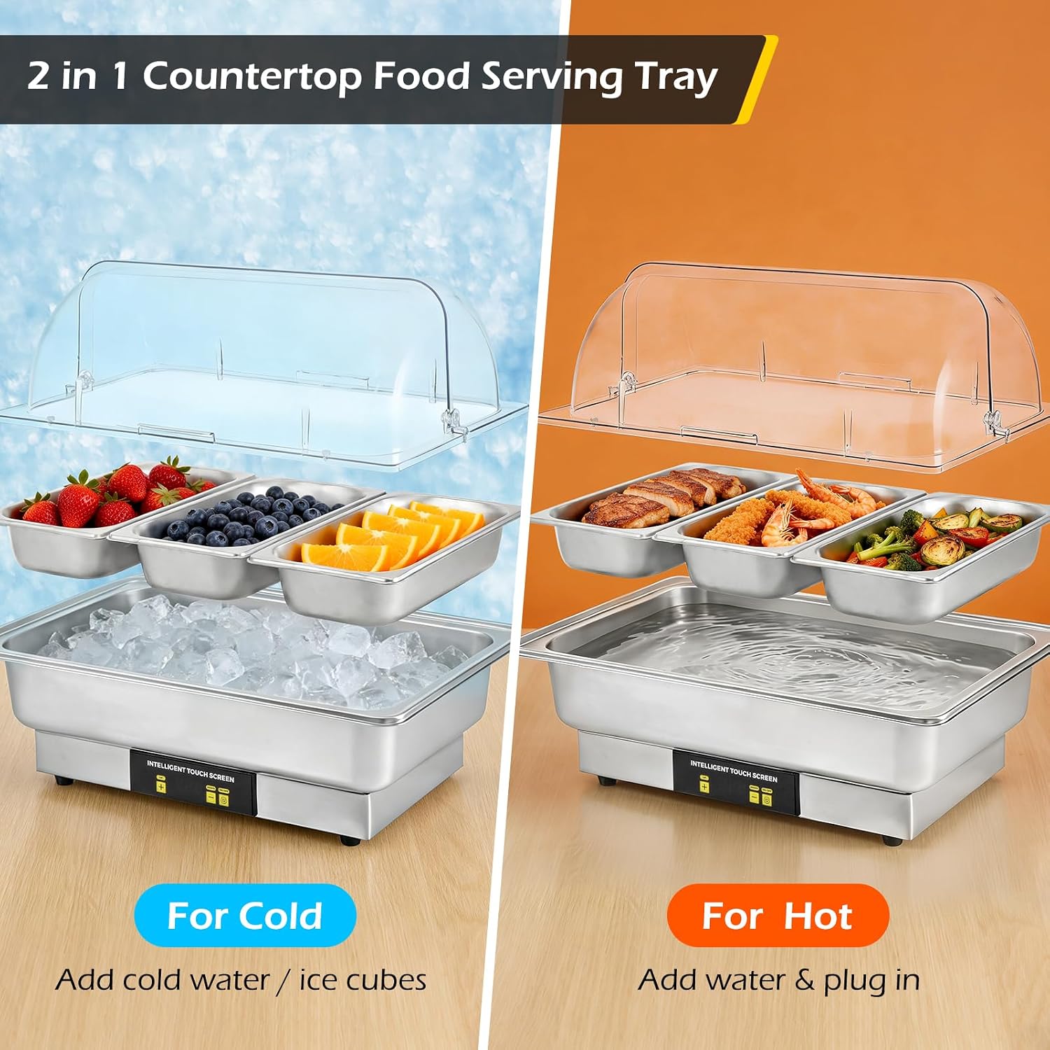 Dyna-Living Electric Chafing Dishes for Buffet, 9.5QT 1/3 Size Pan Chafing Dish Buffet Set 600W Electric Buffet Servers and Warmers with Temp Control Display Food Warmers for Parties Catering Buffet