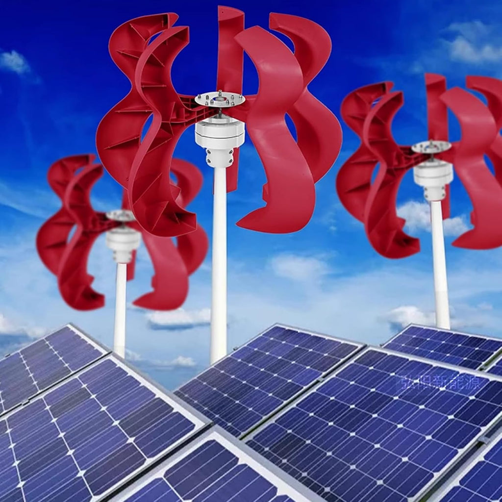 Small Vertical Axis Wind Turbine with Controller, 1000w Windmill Generator, 360° Horizontal Automatic Windward Adjustment, 5 Blades Rotate Smoothly(24v)