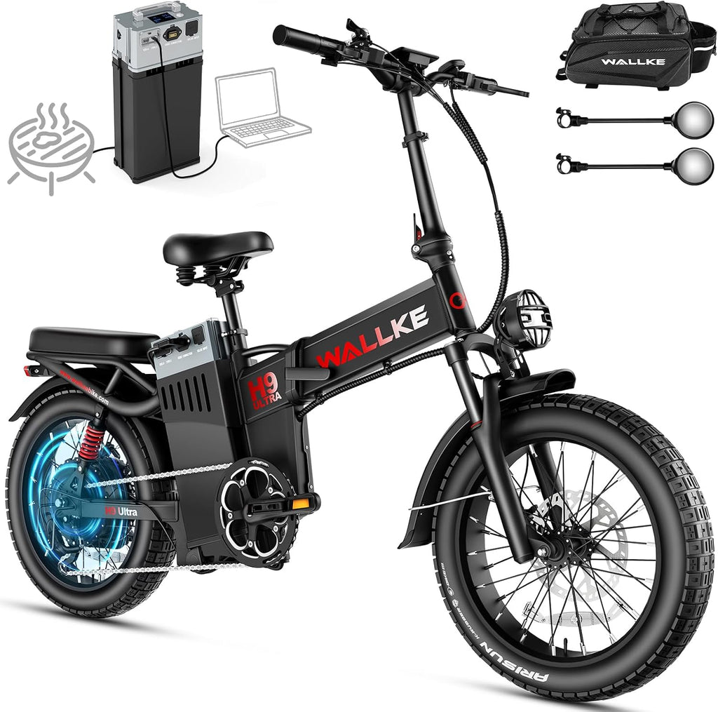 Wallke H9 Ultra 5000W Electric Bike with 2640Wh Power Hub, 48V 55Ah Removable Battery, 105NM Torque & 40MPH Fast Ebike for Adults, ARISUN All Terrain Fat Tire for Camping Commute, UL2849 Certified
