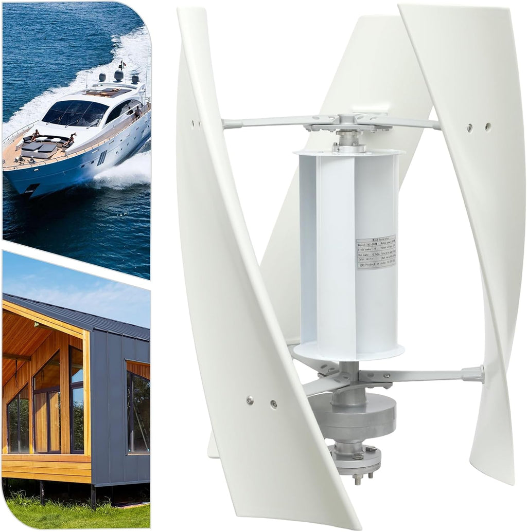Wind Turbine Generator Kit, 100W 24V Vertical Axis Wind Turbine Generator with Controller & Winds-Assisted Wheel, 3 Blades Winds Power Generator Permanent Magnet generator for Boats, Gazebos, Home, RV