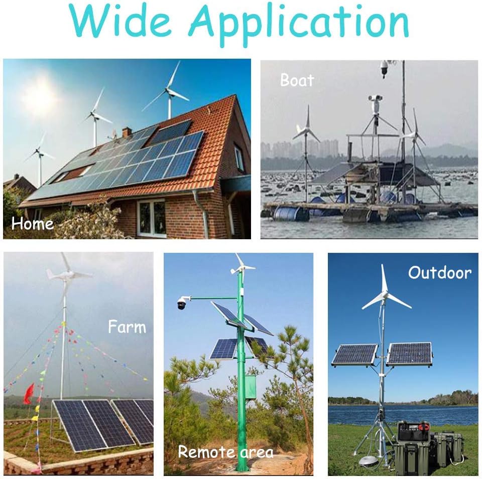 900W Wind Solar System for RV:400W Wind Turbine Generator/5pcs 100W Flexible Solar Panels Monocrystalline/Hybrid Charge Controller/Battery Cables/Connectors