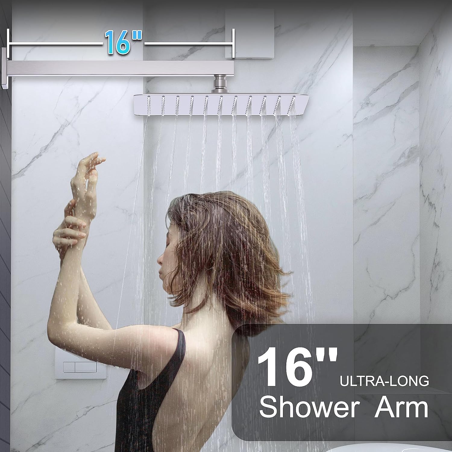 KOJOX Shower System with High Pressure 12 Inch Rainfall Shower Head, Handheld Shower head and Shower Faucet Trim valve, Bathroom Luxury Rain Mixer Shower Set Wall Mounted Brushed Nickel