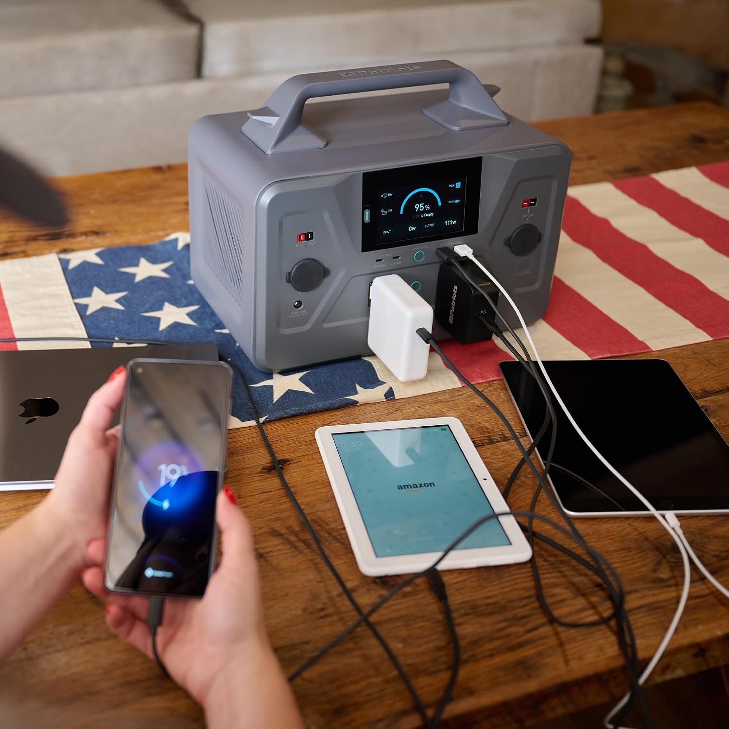 4Patriots Patriot Power Generator 1200 Portable Solar Power Bank, Silent, Fume-Free Solar Generator
