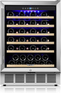 ORYMUSE 24 Inch Wine Fridge, 54 Bottle Wine Cooler Refrigerator with Stainless Steel Glass Door, LED Display, Upgraded Compressor, Built-In or Freestanding for Home Bar Kitchen