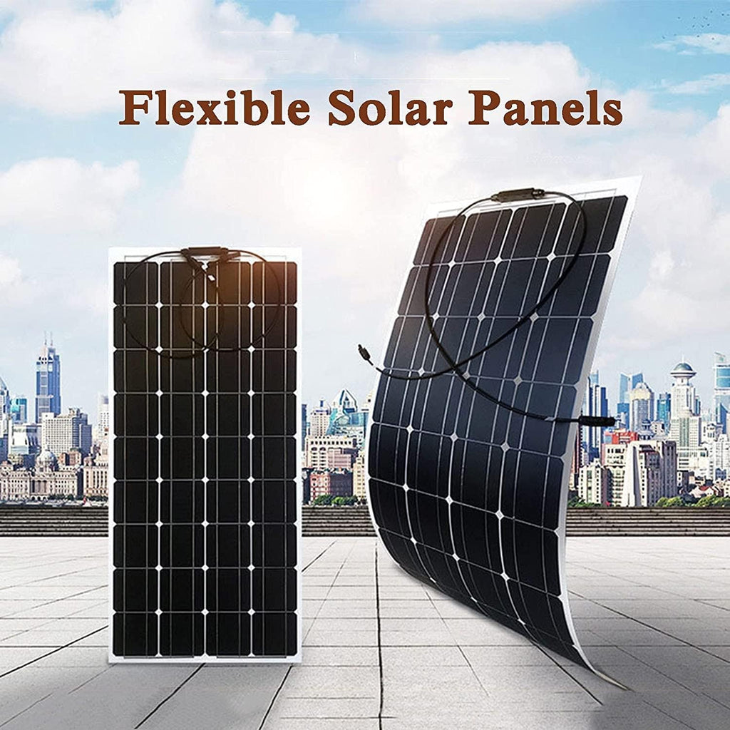 Portable Solar Panels Flexible 100W 12 V Solar Panel Kit, Waterproof High-Efficiency Monocrystalline Module PV Power for RV, Roof, Caravan and Off Grid Applications
