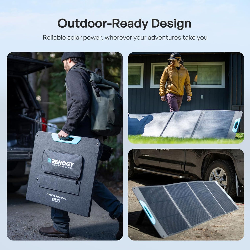 Renogy 200 Watt Solar Panel, N-Type 200W Portable Solar Panels w/Kickstands, Foladable 25% High Efficiency Solar Charger for Power Station, USB-A&Type-C Output, for Camping, RV, SUV, Off-Grid Outdoor