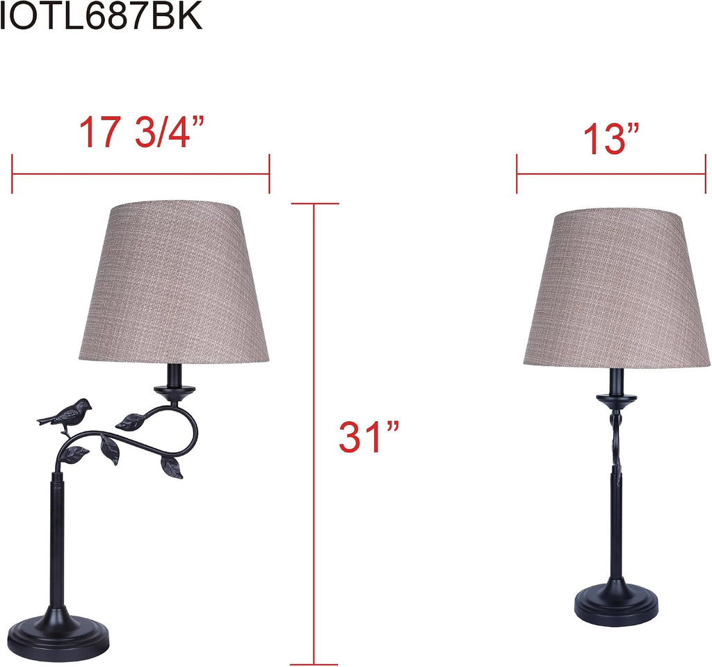 Canarm Havran 1-Light Outdoor Table Lamp, 31-Inch Black with Fabric Shade, On/Off Switch on Socket Weather-Resistant Lamp for Patio or Porch