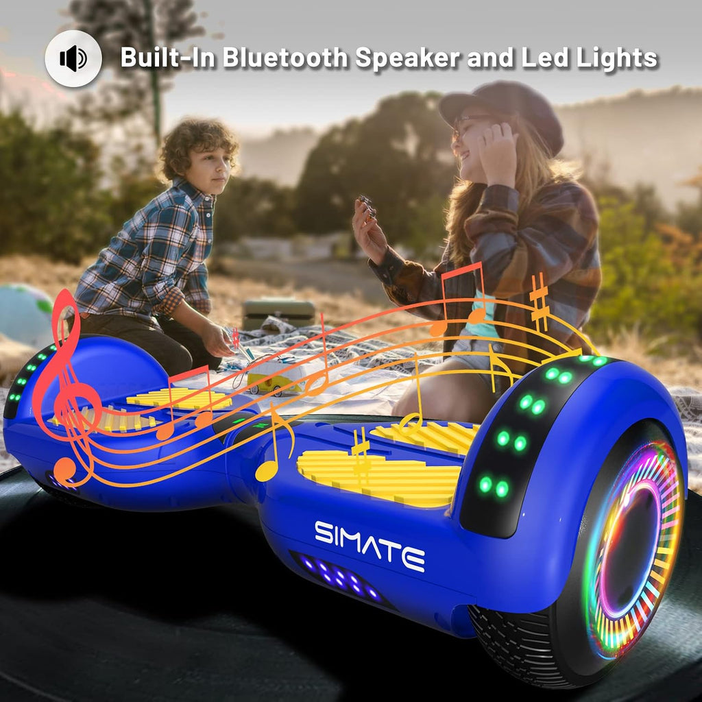 SIMATE Hoverboard, Bluetooth All Terrain Hover Boards with LED Lights and APP Control, Gifts for Kids Adults Girls Boys, for All Ages