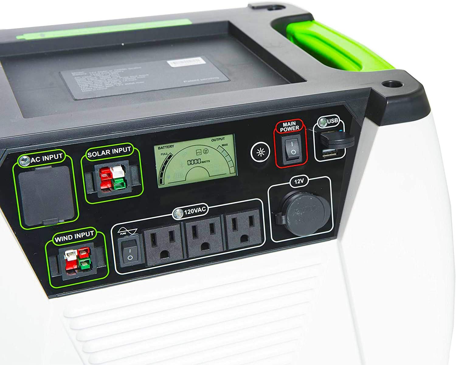 Nature's Generator with Cart -1800w Solar and Wind Powered Generator in Quiet Operation with 12V DC port,2 USB ports and 3 AC outlets