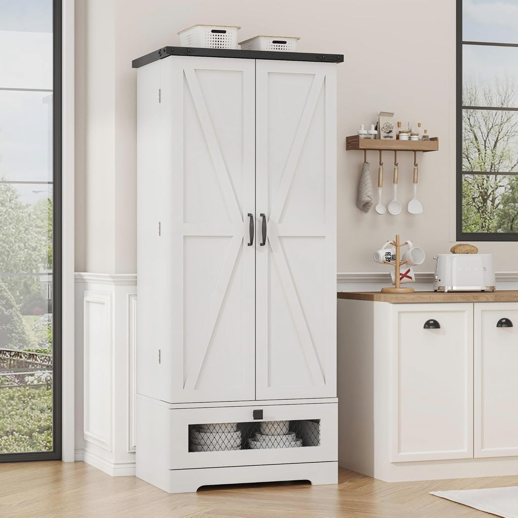 kepptory 55' Pantry Storage Cabinet with Adjustable Shelvesand Drawer, Buffet Cupboard for Kitchen