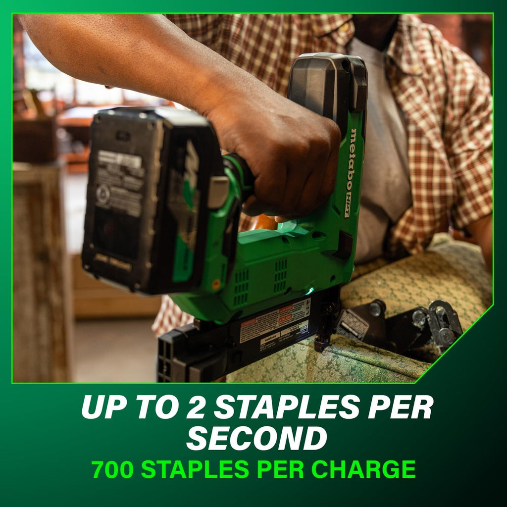 Metabo HPT 18V MultiVolt Cordless Narrow Crown Stapler Kit, 18 Gauge 1-1/2' Stapler with Power Tool 2.0Ah Lithium Ion Battery, Drives 1/2' to 1-1/2' Staples, 5-Year Warranty, N1804DB