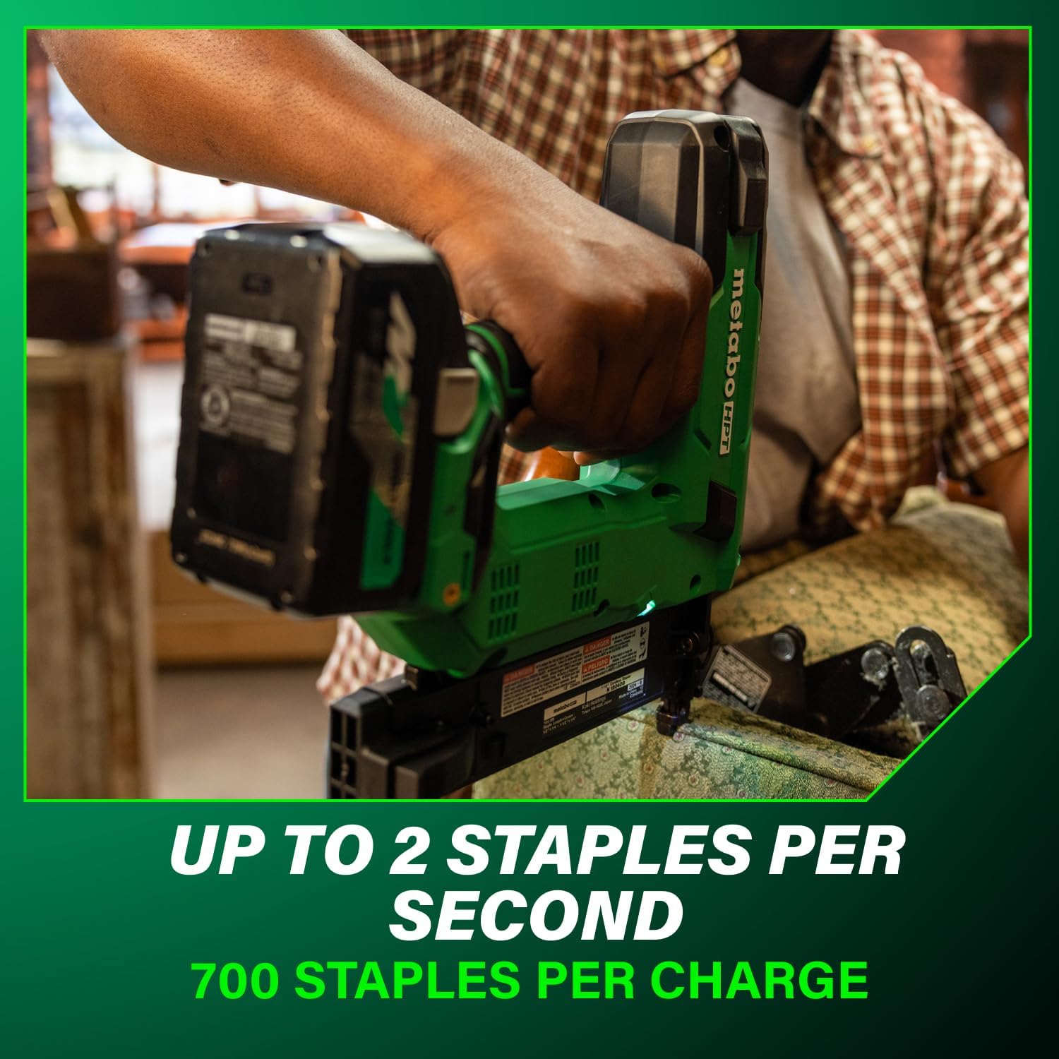 Metabo HPT 18V MultiVolt Cordless Narrow Crown Stapler Kit, 18 Gauge 1-1/2' Stapler with Power Tool 2.0Ah Lithium Ion Battery, Drives 1/2' to 1-1/2' Staples, 5-Year Warranty, N1804DB