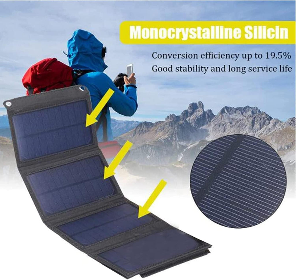 Solar Panel with Adjustable Kickstand, 30/40/50/60W Portable Solar Generator, for Smartphones, Tablets, Cameras, Camping, Hiking, Blackouts, and More,40W