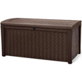 for Keter Borneo 110 Gallon Rattan Wicker Resin Patio Deck Storage Box Bench, Brown