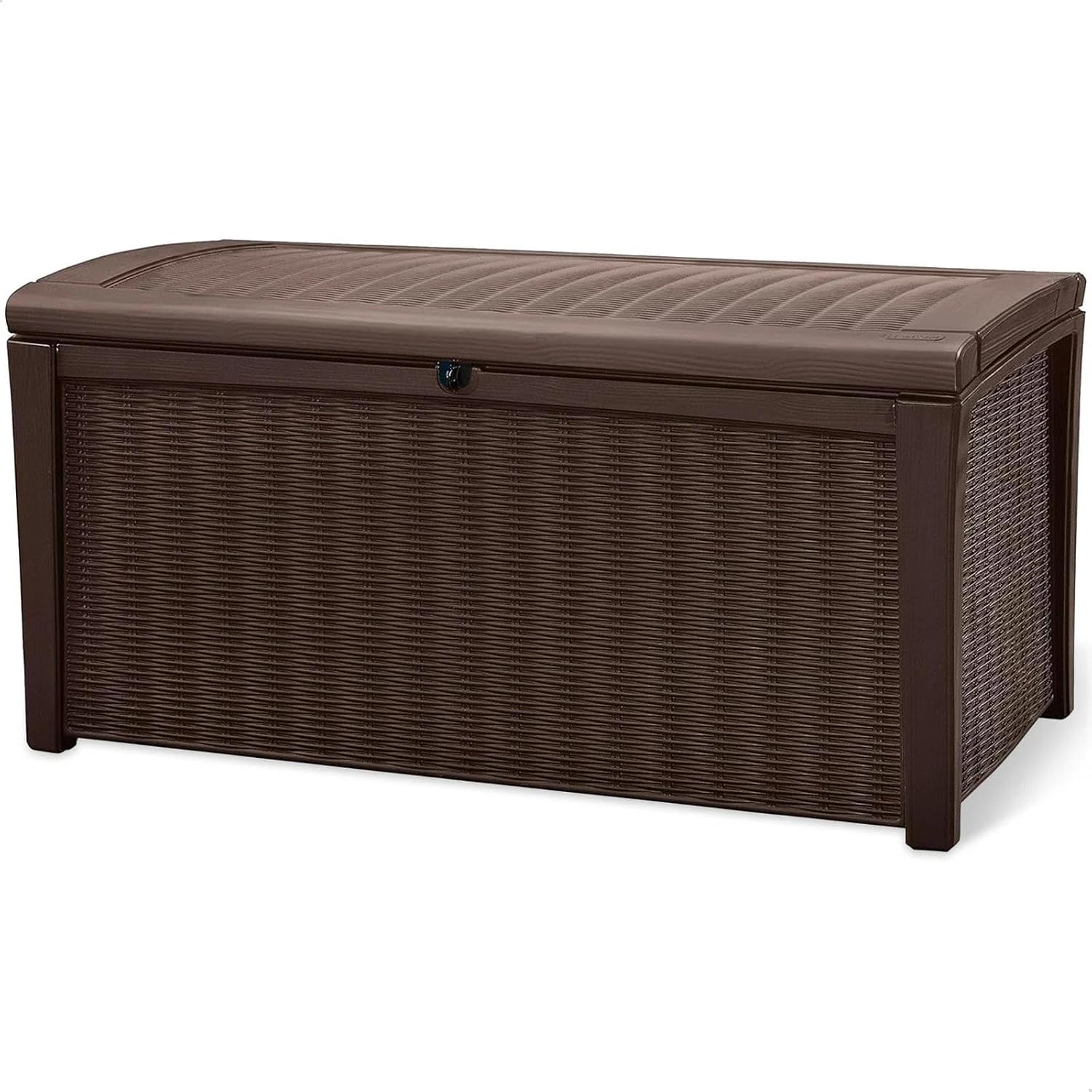 for Keter Borneo 110 Gallon Rattan Wicker Resin Patio Deck Storage Box Bench, Brown