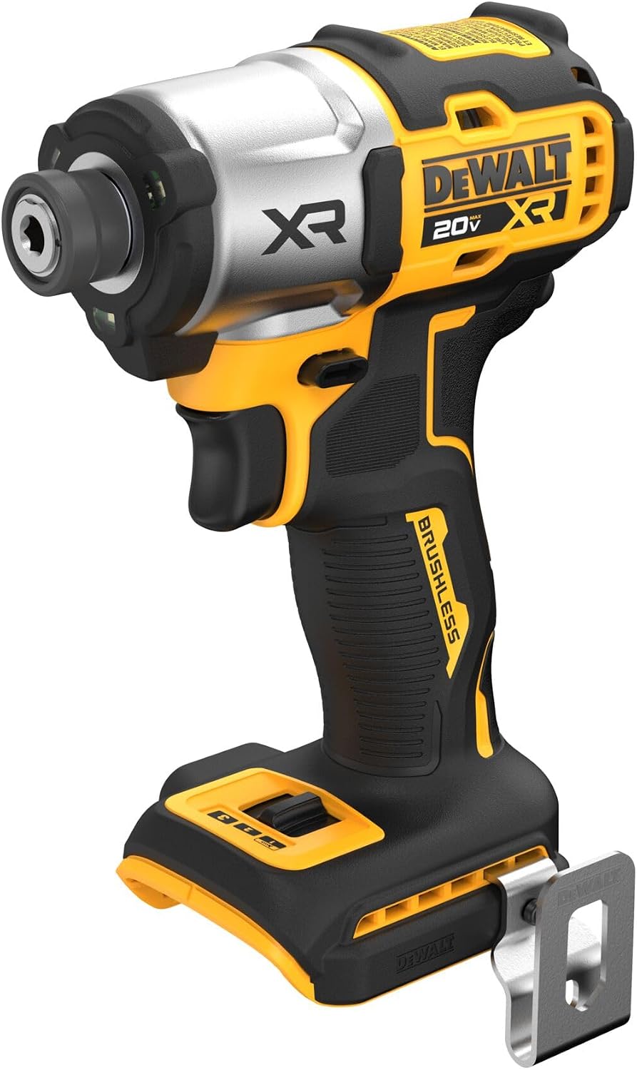 DEWALT 20V MAX XR Impact Driver, Brushless, 1/4'', 3-Speed, Bare Tool Only (DCF845B), Yellow, Black (Renewed), Black,yellow