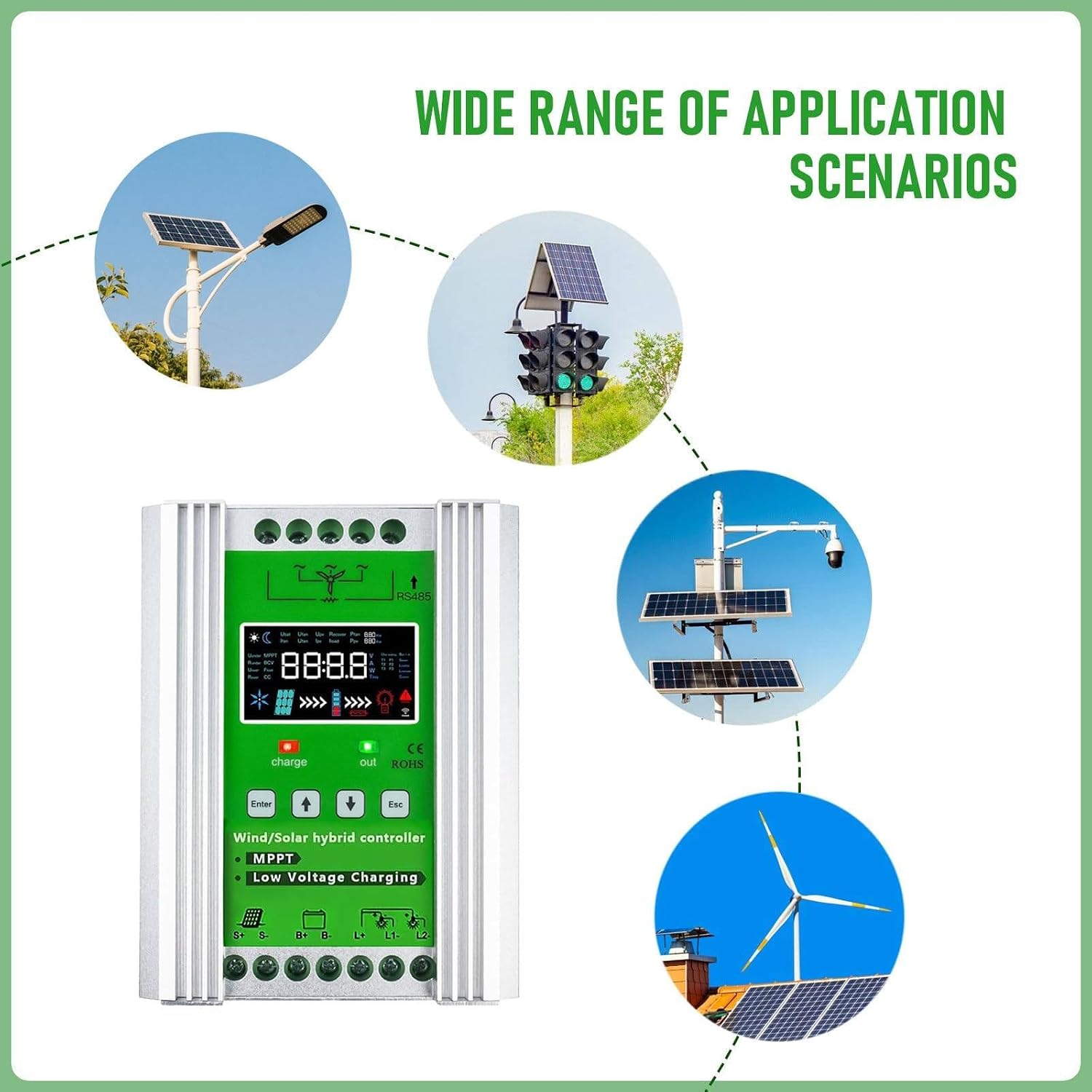 Smart Wind Solar Hybrid MPPTCharge Controller, 3000W/4000W/5000W/6000W/8000W/10000W/12000W/15000W 12V/24V/48V Auto Distinguish Off Grid Mppt Wind Turbine Solar Charge Controller 5000W
