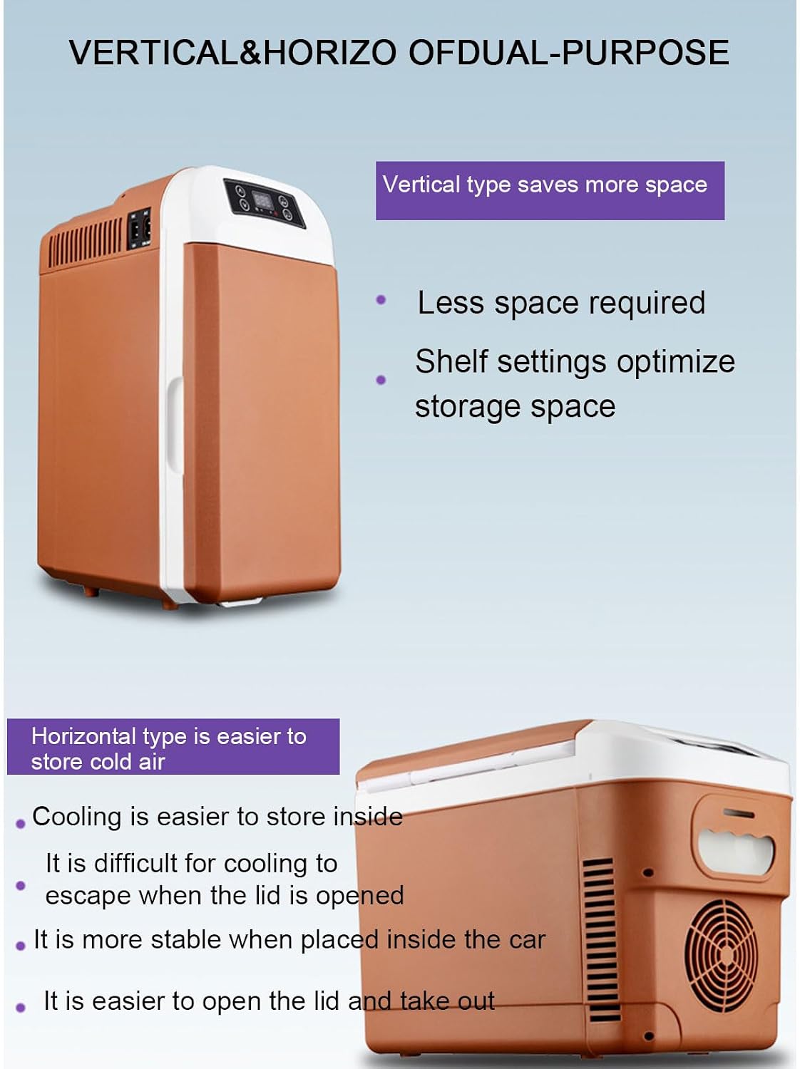 Car Refrigerator, 8 Liter Capacity Portable Refrigerator Electric Cooler Personal Thermoelectric Cooler/Warmer with 12V DC & 220V AC for Travel, Camping, Car, Home,B