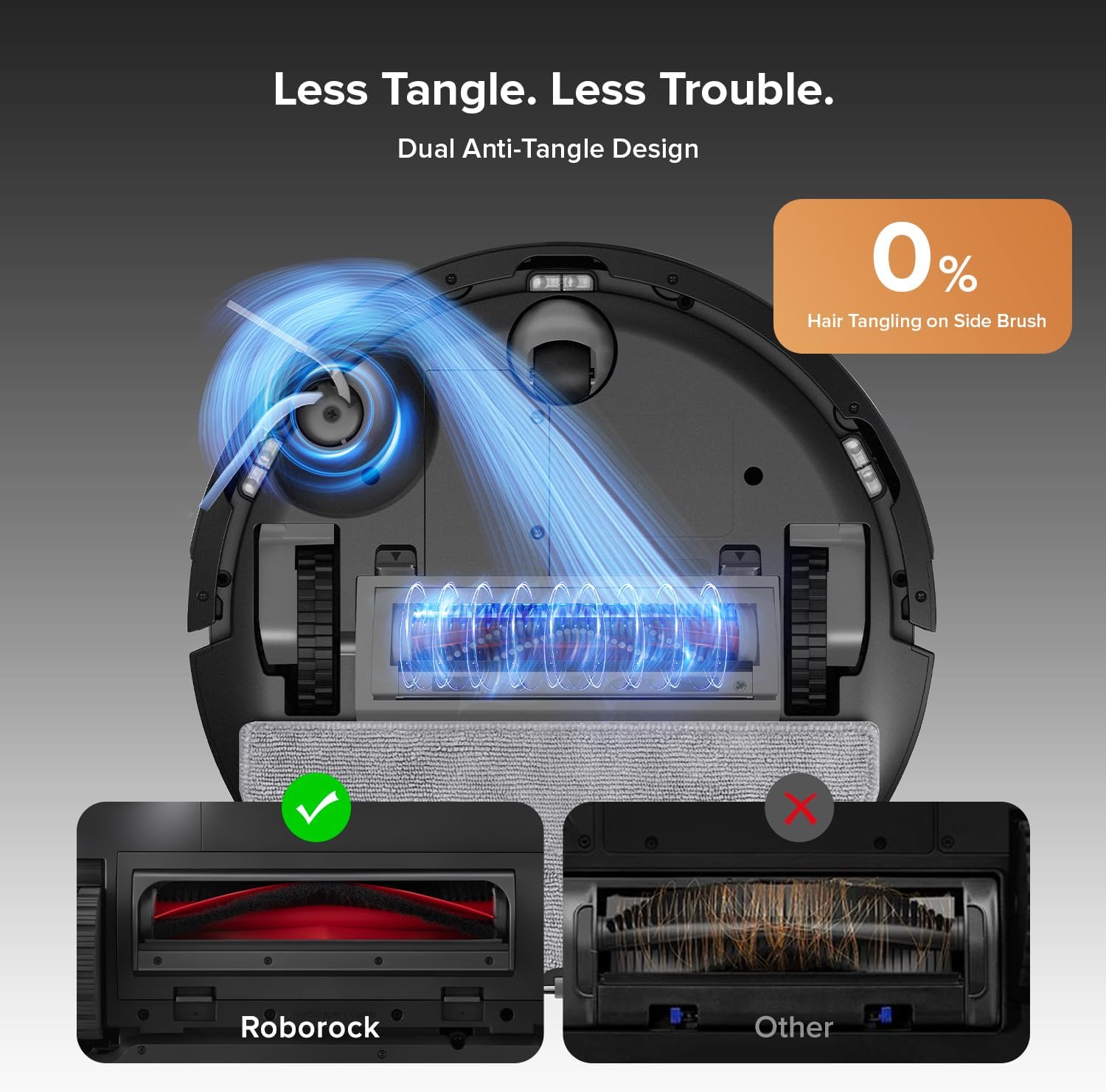 roborock Q10 S5+ Robot Vacuum and Mop Black with Zero-Tangling Side Brushes Replacement Bundle