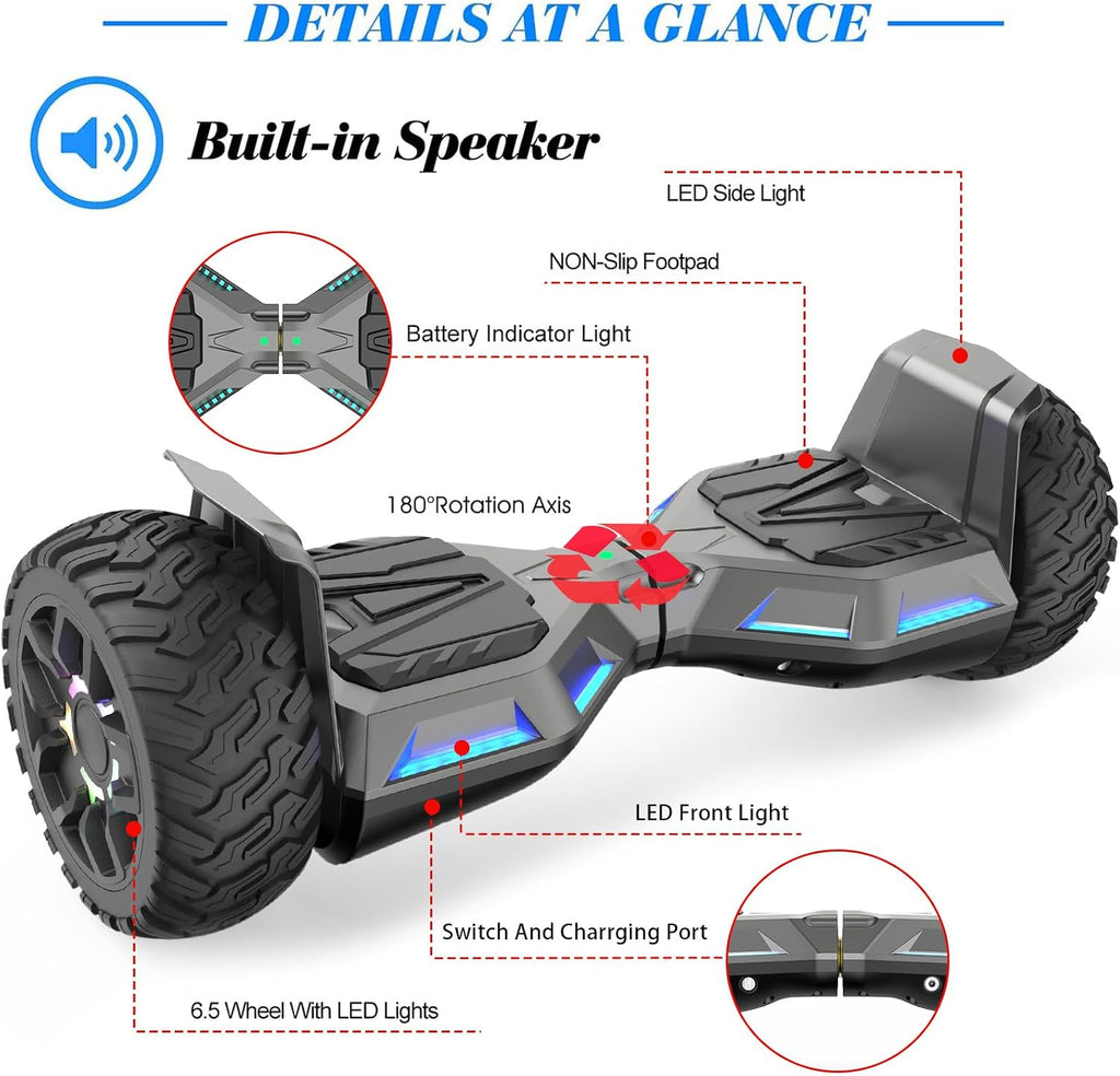 FLYING-ANT Self Balance Scooter Seat Attachment 6.5' Two-Wheel Self Balancing Electric Scooter with LED Light Flash Lights Wheels