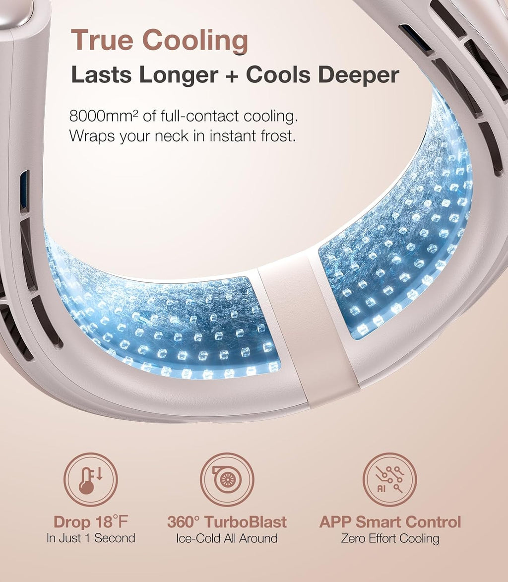 TORRAS COOLiFY 2S Lite Neck Air Conditioner, Long Battery Life Cooling Neck Fan, Lightweight & Comfortable, Hands-Free Wearable AC for Commute, Work, Travel. Apricot