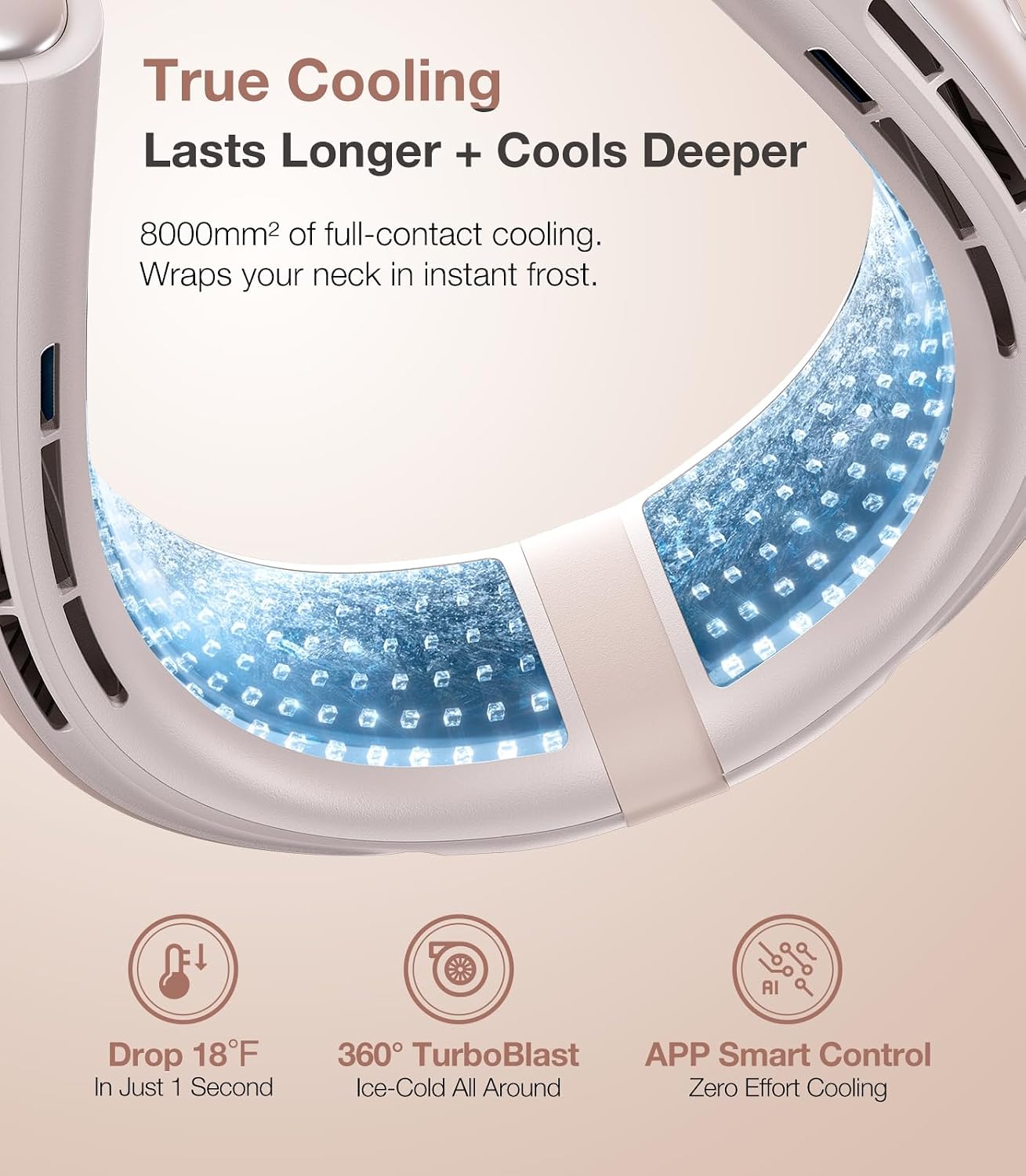 TORRAS COOLiFY 2S Lite Neck Air Conditioner, Long Battery Life Cooling Neck Fan, Lightweight & Comfortable, Hands-Free Wearable AC for Commute, Work, Travel. Apricot