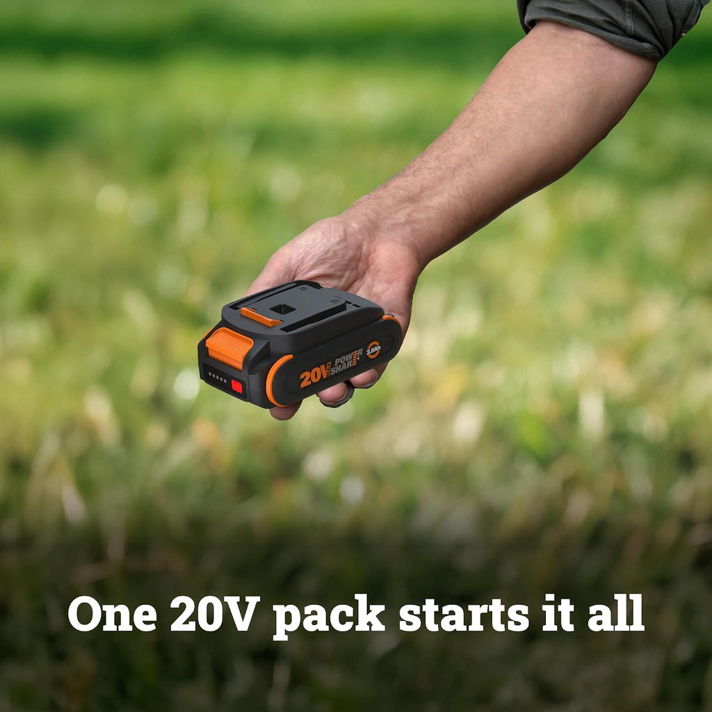 WORX Brad Nailer Cordless, 20V 18 ga Brushless Nail Gun Cordless, High Driving Power, Up to 2-⅛' into Hardwood, Narrow Nose, 3 LEDs, 3000 Nails & 20V 2.0 Ah Battery and Charger Included, PowerShare