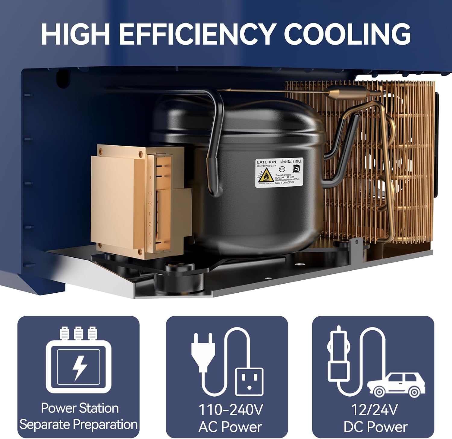 Megiu 12 Volt Refrigerator Car Fridge Portable 12V 40 Quart Freezer Compressor Cooler 12V/24V DC 110～240 V AC for Truck Van RV Camper SUV and Home Use